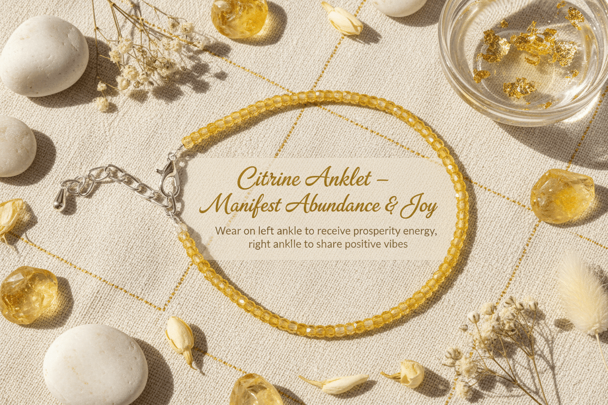 citrine anklet - magical - crystal - agate - stones