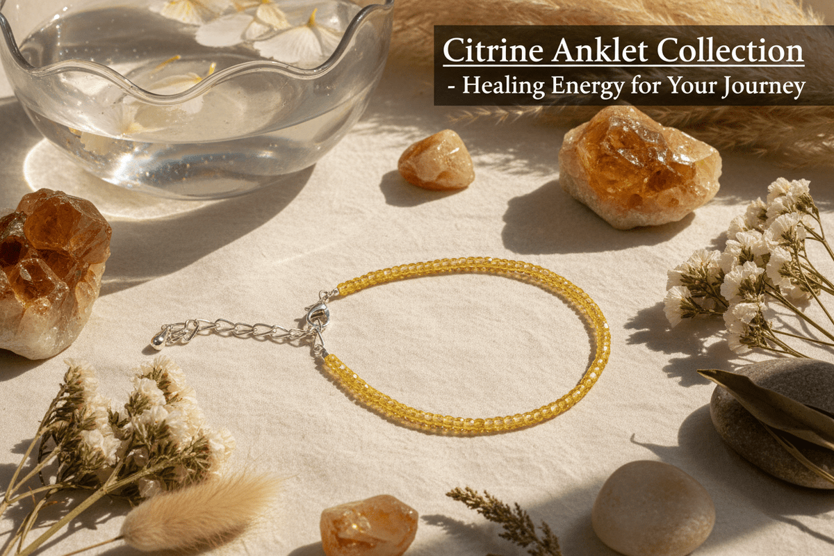 citrine anklet - magical - crystal - agate - stones