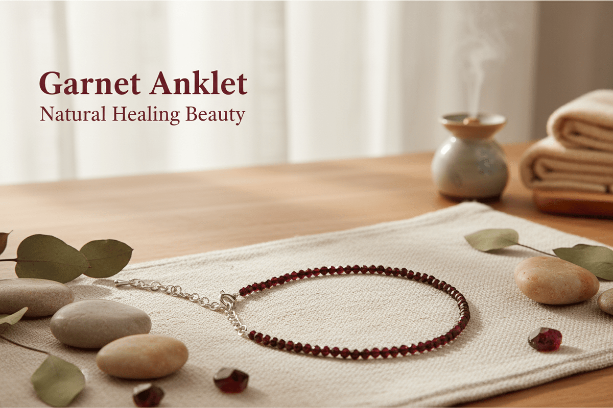 Red Garnet Anklet for Energy and Vitality - magical - crystal - agate - stones