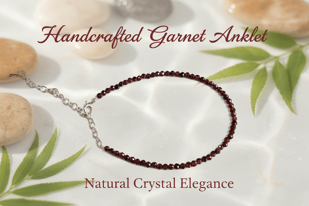 Red Garnet Anklet for Energy and Vitality - magical - crystal - agate - stones