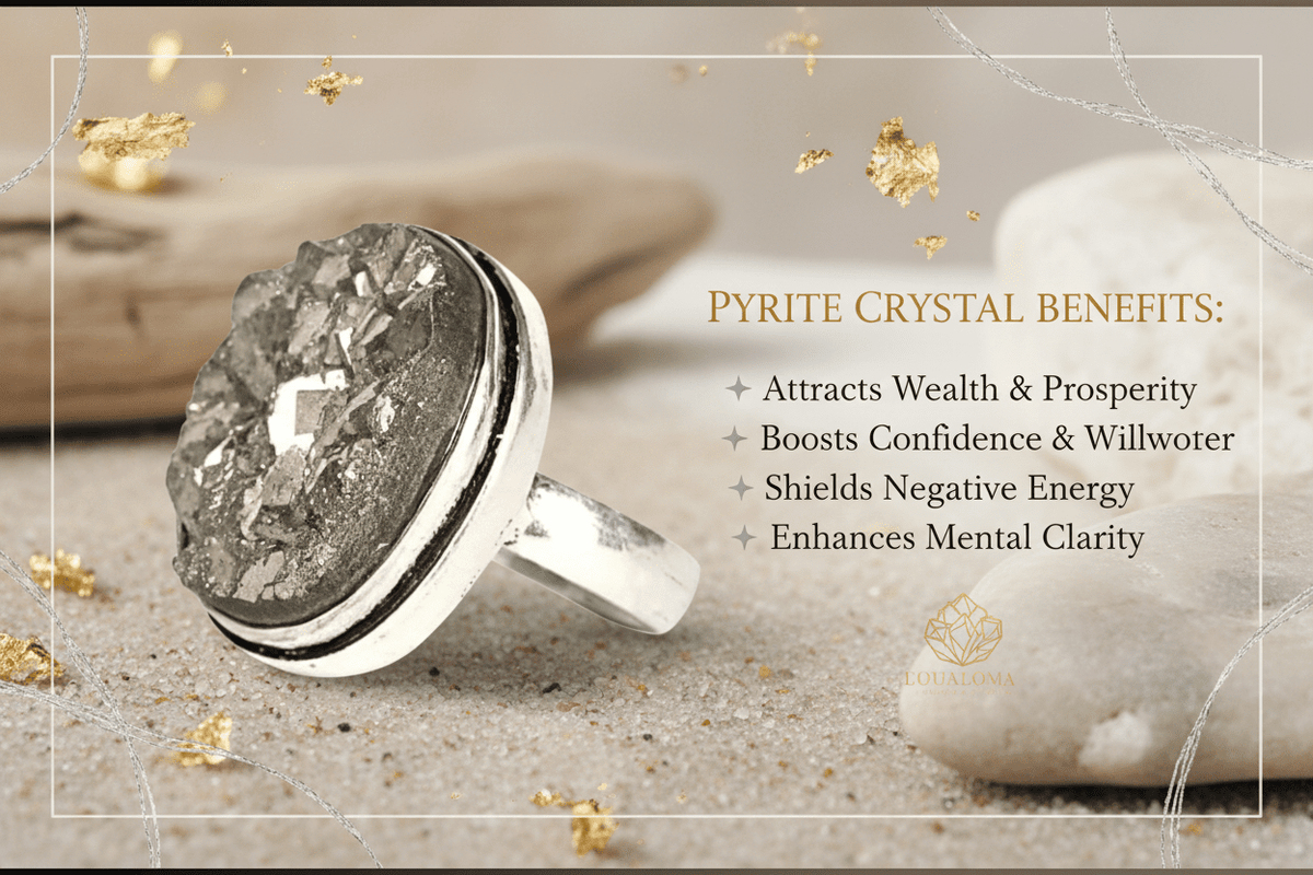 Raw Pyrite Crystal Ring, Prosperity Healing Stone - magical - crystal - agate - stones